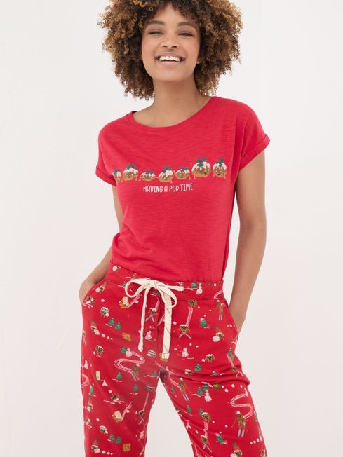 Christmas Pudding Red Pyjama Top FatFace