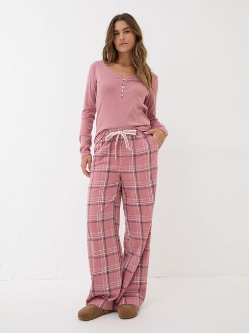 Lola Pink Check 100 Cotton Pyjama Bottoms FatFace