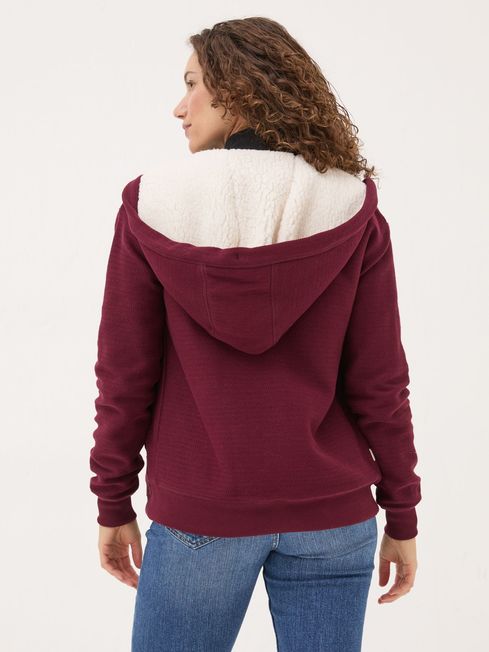 Amy Dark Red Nep Borg Lined Zip Through Hoodie FatFace