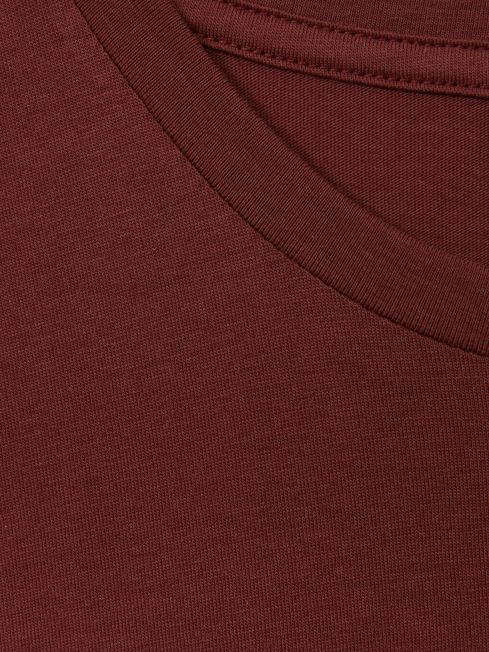 Cotton Crew Neck T-Shirt in Red Brick