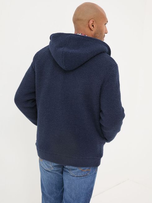 Navy knitted hoodie outlet