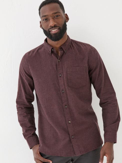 Burgundy Red Long Sleeve Oxlow Plain 100 Cotton Shirt FatFace