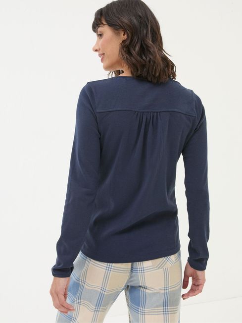 Lila Navy Henley Pyjama Top FatFace
