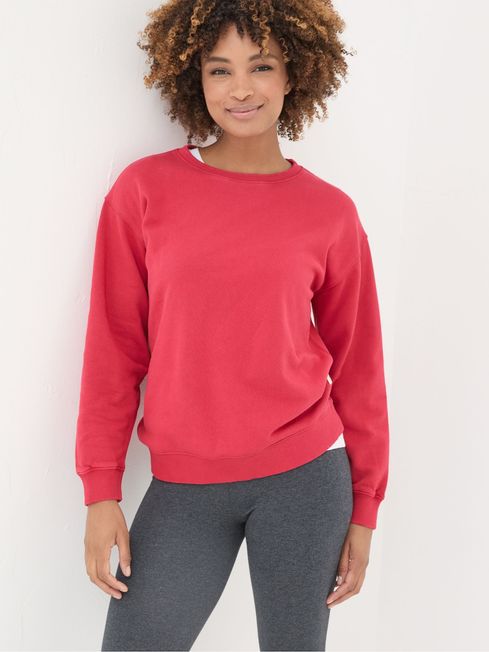 Women's red crew neck sweatshirt on sale