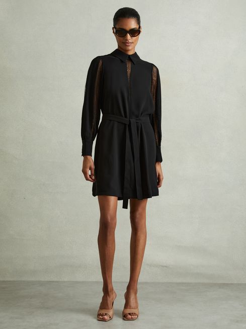 Reema Black Lace Insert Mini Dress