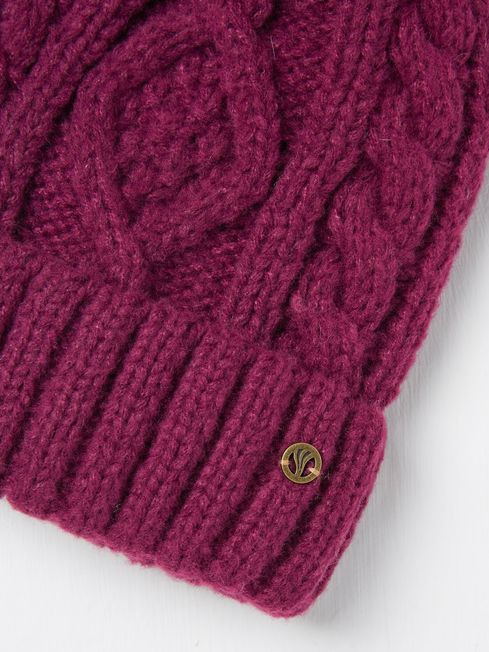 Dark Red Billie Cable Bobble Hat FatFace