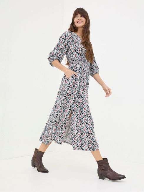 Rene Black Wild Floral Midi Dress