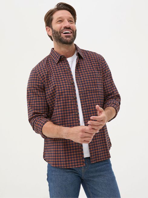 Brown gingham dress shirt shop