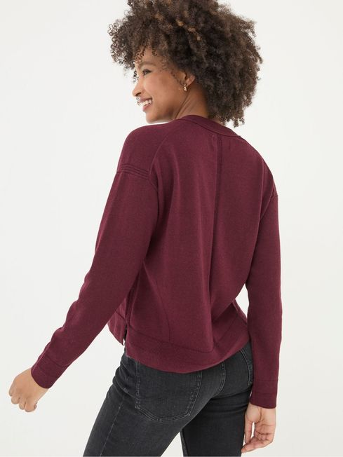Grace Dark Red Cotton Cashmere Blend Cardigan