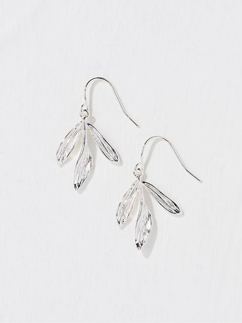 Silver Tone Large Leaf Earring FatFace