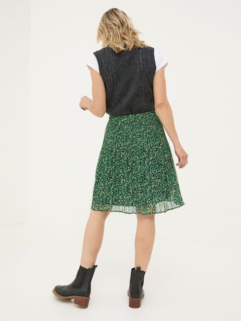 Green floral pleated skirt outlet
