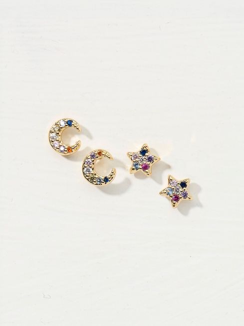Gold Tone Star Studs Earrings 2 Pack