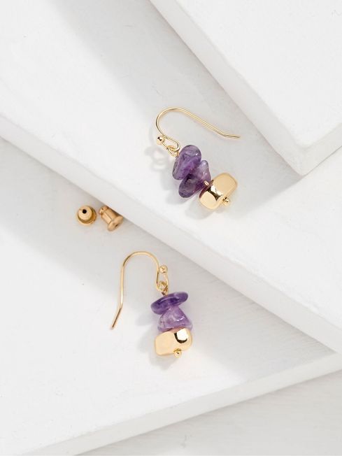 Purple stone drop earrings hotsell
