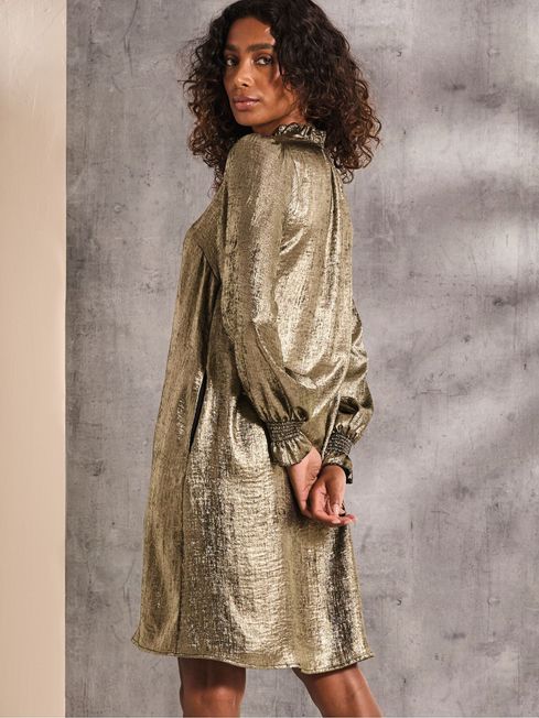 Silas Gold Metallic Dress FatFace