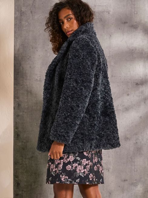 Maggie Blue Short Teddy Coat FatFace