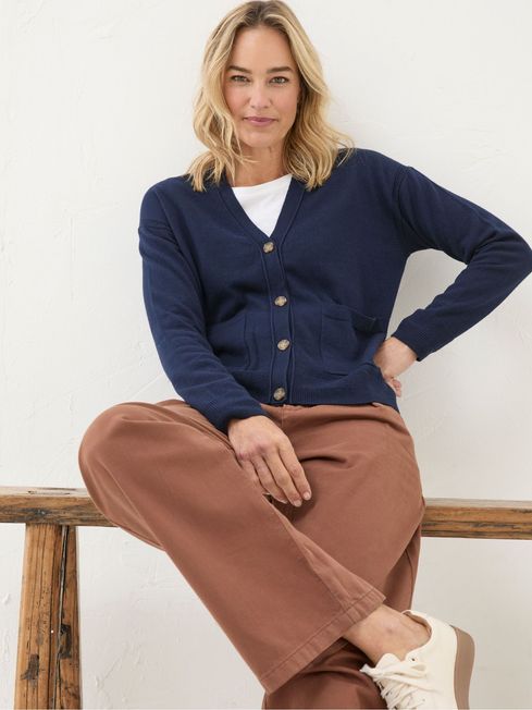 Grace Navy Cotton Cashmere Blend Cardigan