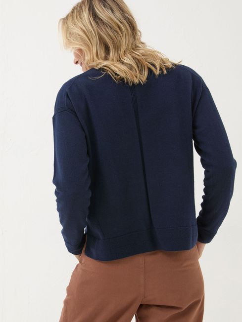 Grace Navy Cotton Cashmere Blend Cardigan FatFace