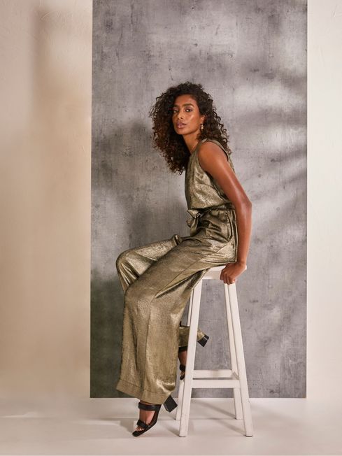 Gisele Gold Metallic Jumpsuit FatFace