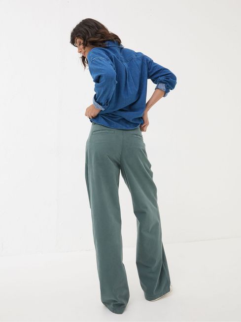 Saffron Blue Wide Leg Twill Trousers FatFace
