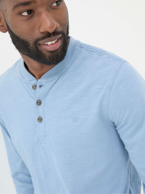 Light blue henley shirt best sale