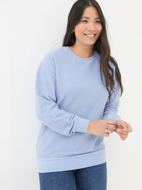 Georgia Light Blue Textured Crew Neck Sweatshirt FatFace