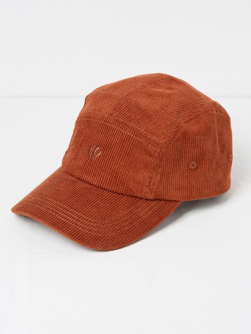 Cord Rust Orange 5 Panel Baseball Cap FatFace