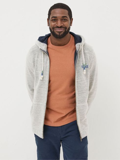 Aloa Natural 100 Cotton Woolacombe Zip Up Hoodie FatFace