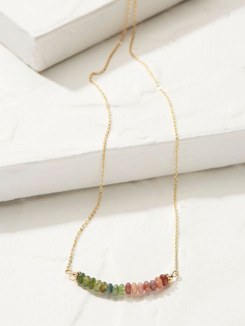Gold Semi Precious Disc Necklace FatFace
