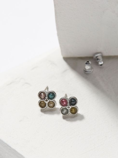 Multi Semi Precious Studs Earrings