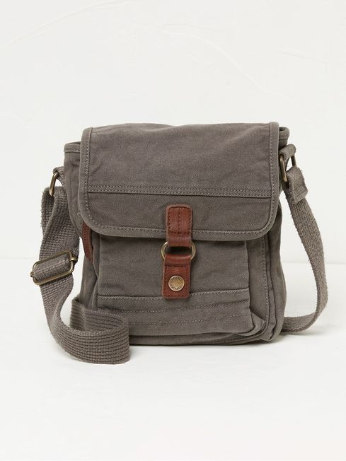 Grey canvas crossbody bag outlet