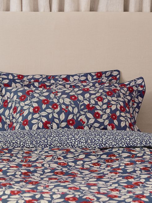 Grove Floral Set of 2 Blue 100 Cotton Standard Pillowcases Joules