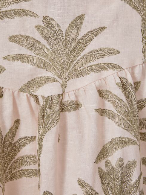 Teen Linen-Cotton Tropical Dress in Neutral