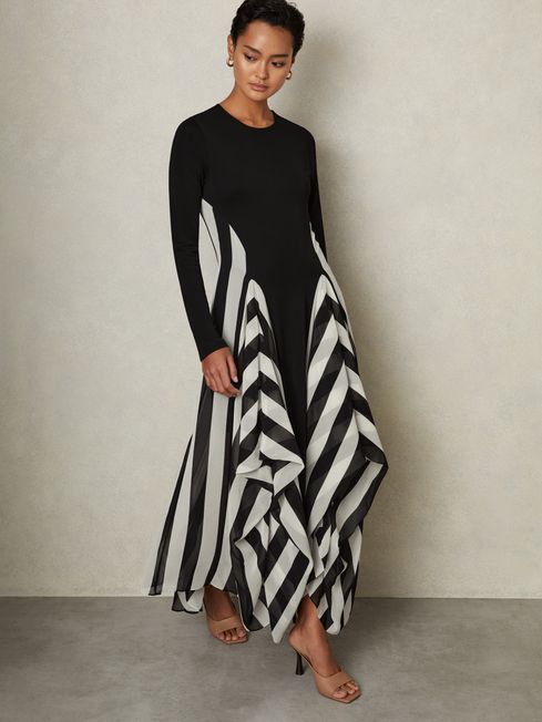Black and white striped high low dress new arrivals