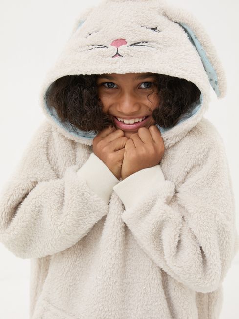 Natural Oversized Rabbit Fleece Hoodie FatFace