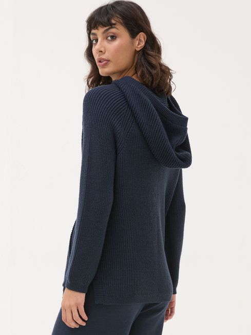 Knitted Blue Navy Lounge Hoodie FatFace
