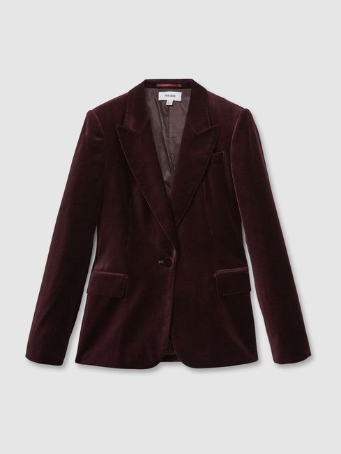 Cotton Velvet Blazer in Burgundy