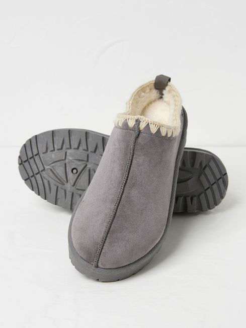 Grey mule slippers deals