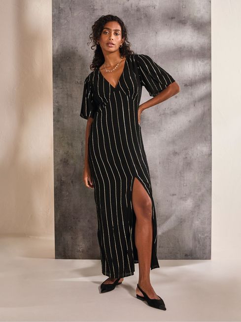 Iris Black Metallic Maxi Dress FatFace