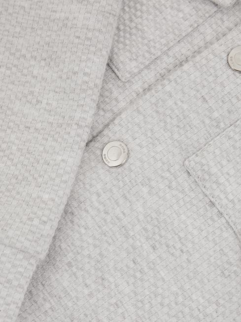 Senior Textured Cotton Blend Jacket in Grey Melange