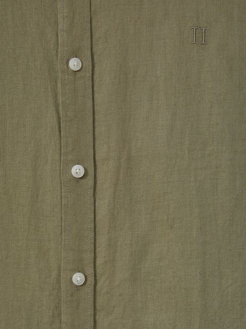 Les Deux Light Green Linen Oxford Shirt in Light Green