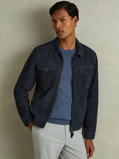 Blue suedette jacket online