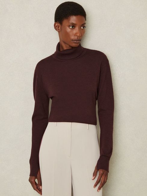 Burgundy merino wool jumper deals