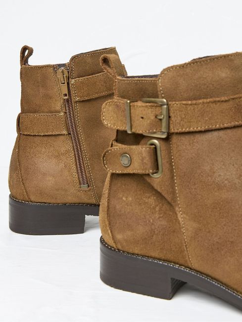 Avery Tan Brown Buckle Boots FatFace
