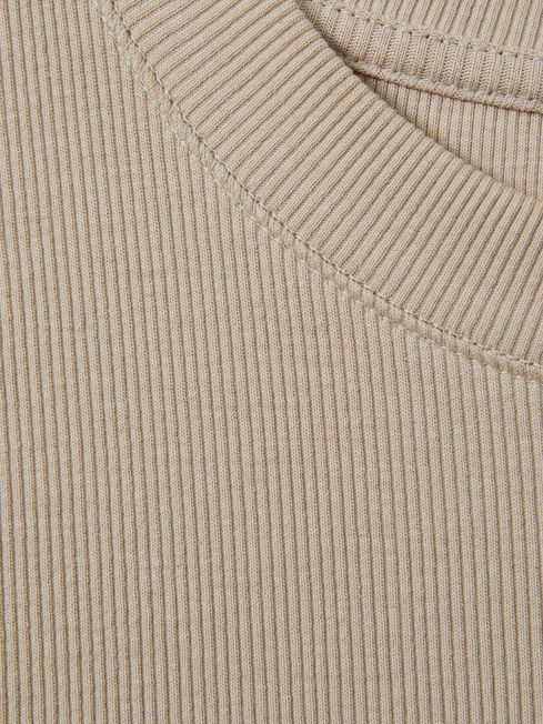 Ribbed Ruched Waist Vest in Camel
