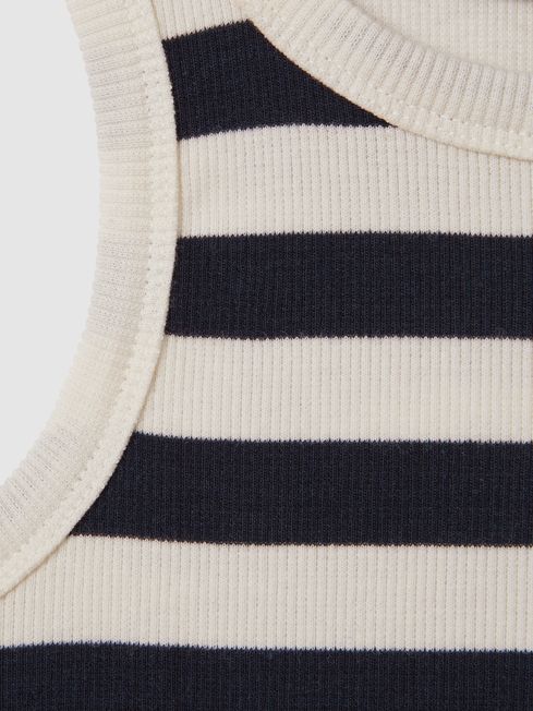 Junior Striped Crew Neck Vest in Navy