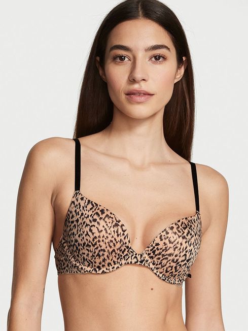 Victoria's Secret Nude Leopard Smooth Push Up T-Shirt Bra