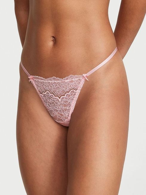 Victoria's Secret Pretty Blossom Pink G String Lace Up Knickers