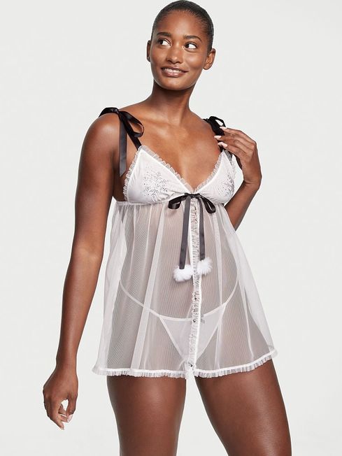 Coconut White Embellished Babydoll Victoria s Secret United Kingdom
