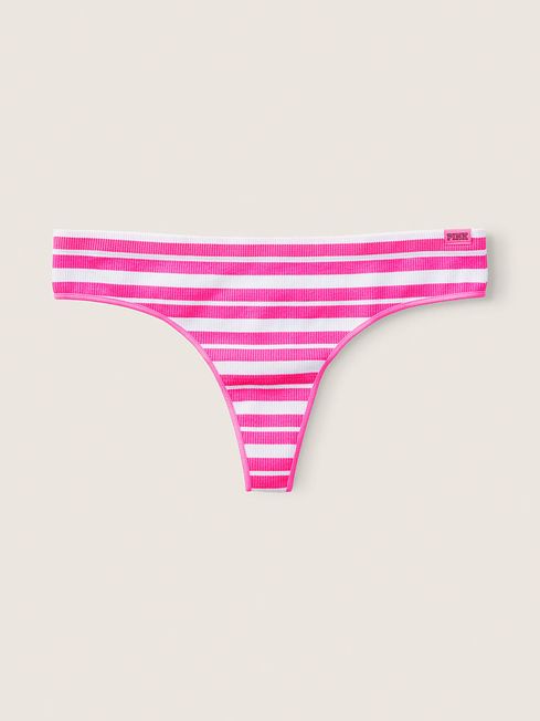 Victoria's Secret PINK Atomic Pink Striped Seamless Thong Underwear