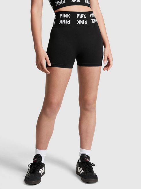 Pure Black Seamless High Waist Shorts